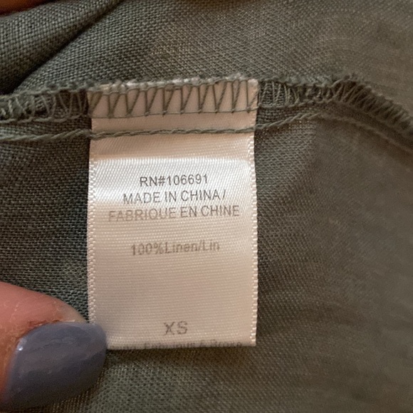 Young Fabulous & Broke XS Dark Olive Green Off Shoulder Ruffle Top - Picture 4 of 5